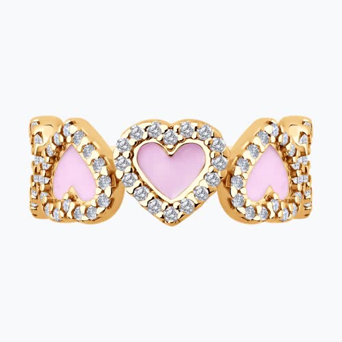 Кольцо из золочёного серебра с фианитами и эмалью из серебро — вид 2