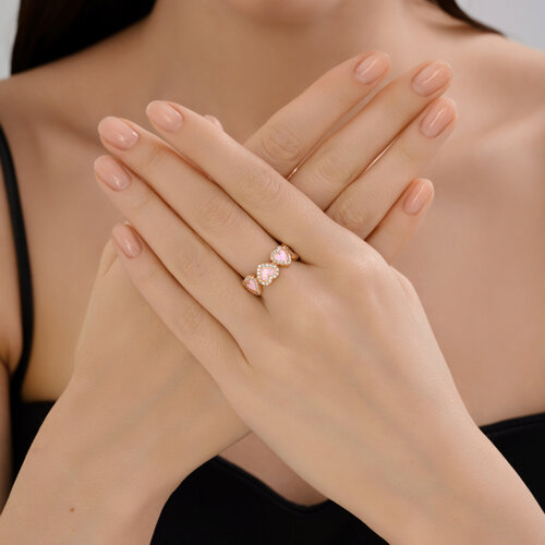 Кольцо из золочёного серебра с фианитами и эмалью из серебро — вид 4