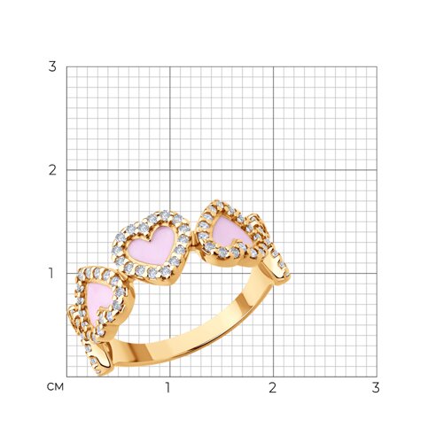 Кольцо из золочёного серебра с фианитами и эмалью из серебро — вид 6