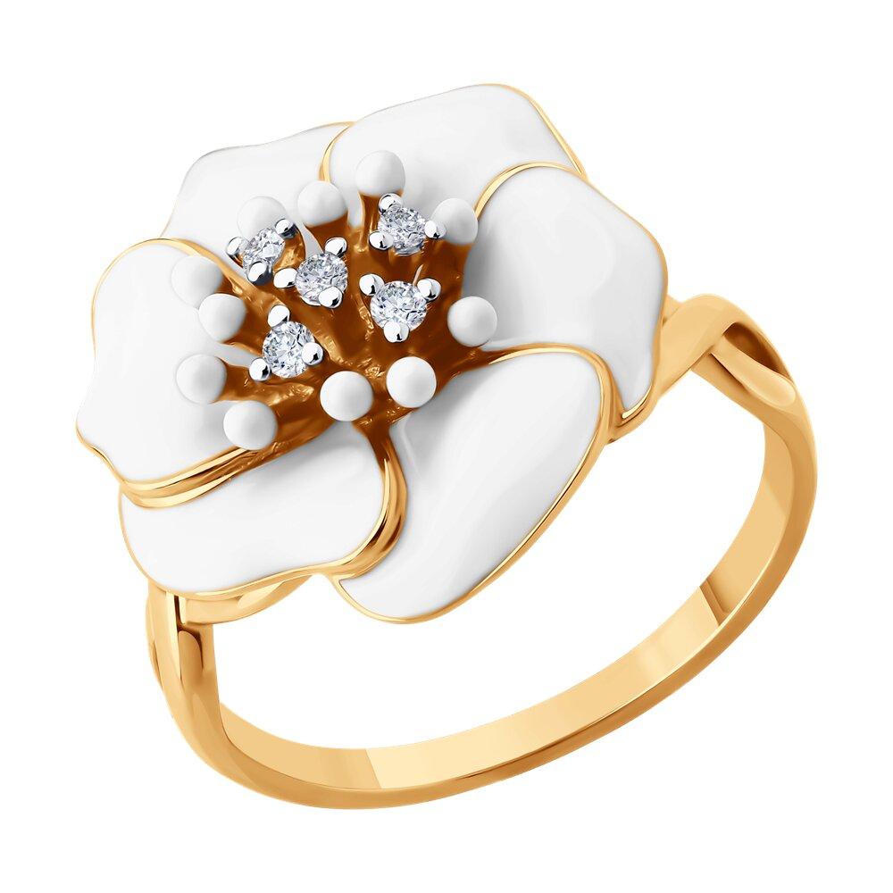 Кольцо из золочёного серебра с фианитами и эмалью - видео на модели