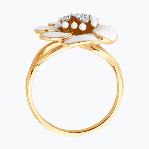 Кольцо из золочёного серебра с фианитами и эмалью из серебро — вид 3