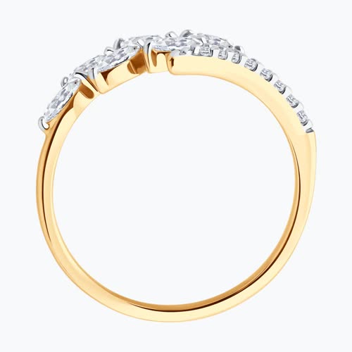 Кольцо из золочёного серебра с фианитами из серебро — вид 3