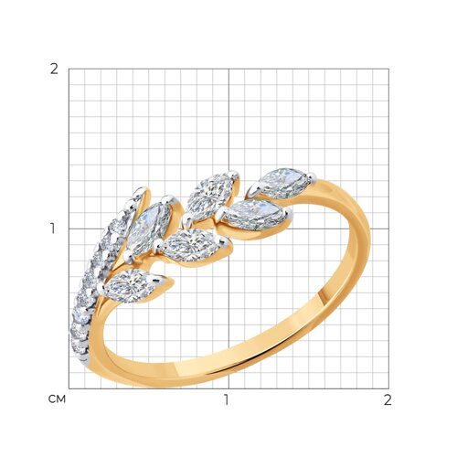 Кольцо из золочёного серебра с фианитами из серебро — вид 5