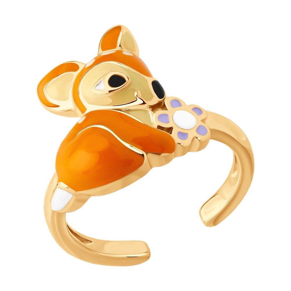 Кольцо из золочёного серебра с эмалью - видео на модели