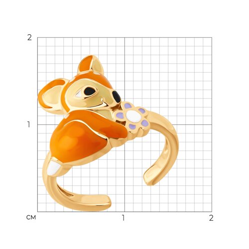 Кольцо из золочёного серебра с эмалью из серебро — вид 6
