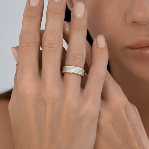 Кольцо из золочёного серебра с фианитами из серебро — вид 4