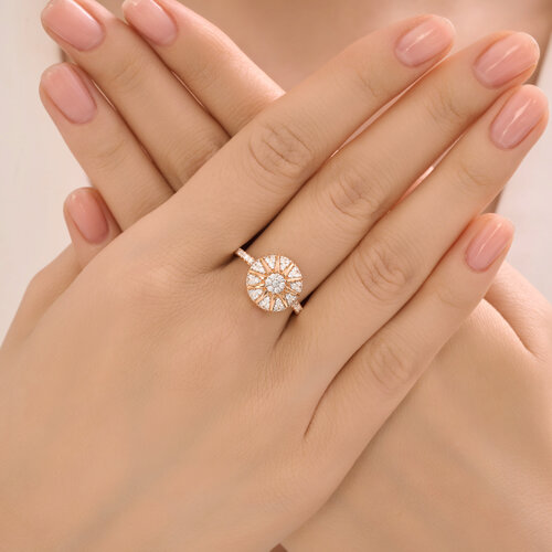 Кольцо из золочёного серебра с фианитами из серебро — вид 4