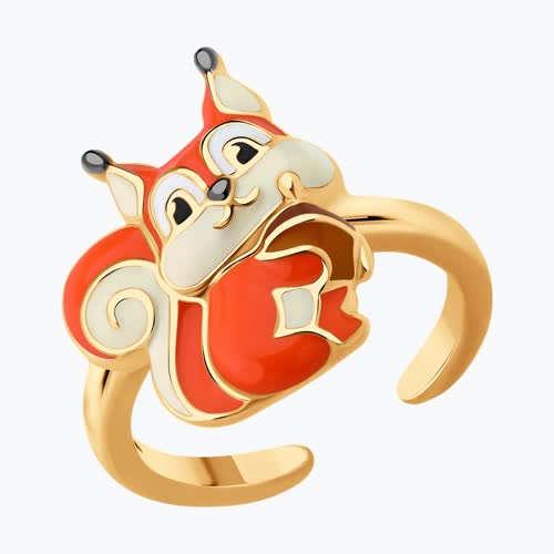 Кольцо из золочёного серебра с эмалью - видео на модели