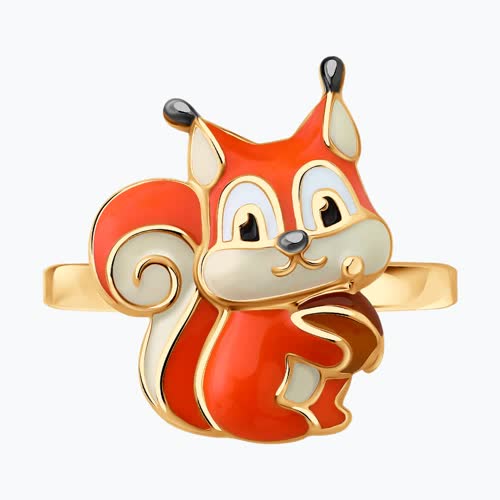 Кольцо из золочёного серебра с эмалью из серебро — вид 2