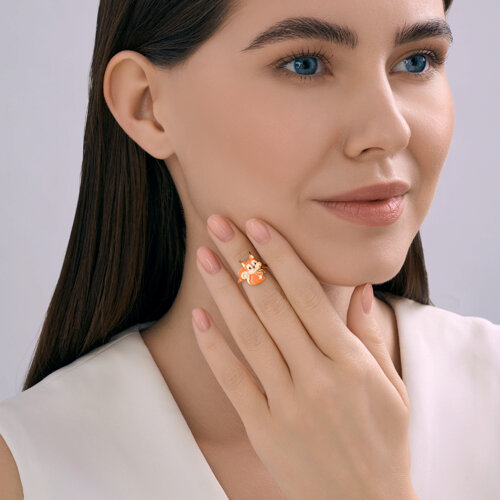 Кольцо из золочёного серебра с эмалью из серебро — вид 4