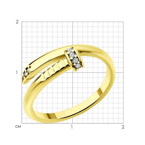 Кольцо из золочёного серебра с фианитами из серебро — вид 3