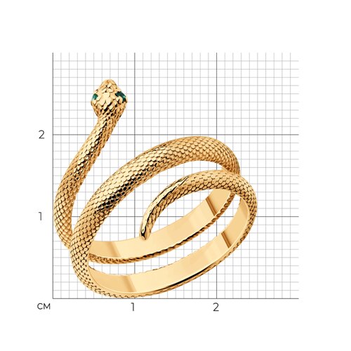 Кольцо из золочёного серебра с фианитами из золочение розовое — вид 2