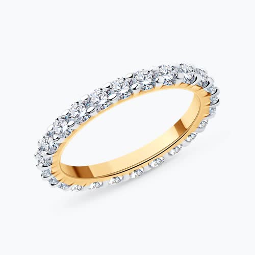 Кольцо из золоченого серебра с фианитами из серебро