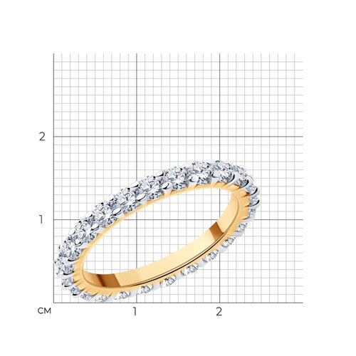 Кольцо из золоченого серебра с фианитами из серебро — вид 3