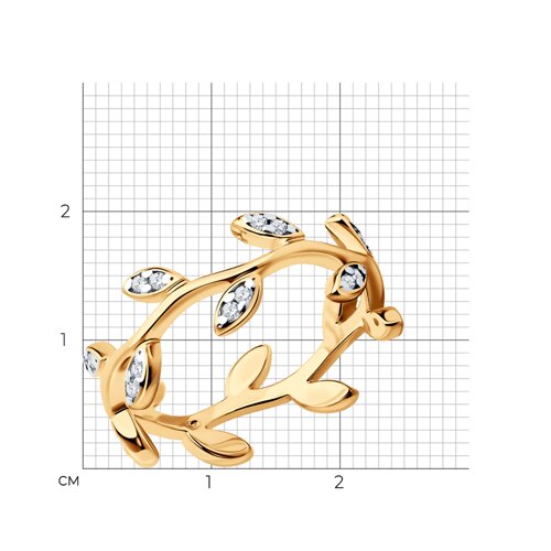 Кольцо из золочёного серебра с фианитами из золочение розовое — вид 2