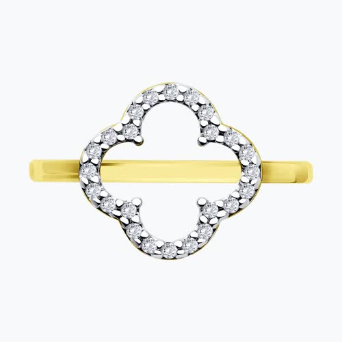 Кольцо из золочёного серебра с фианитами из серебро — вид 2