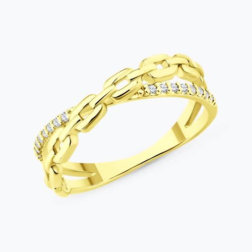 Кольцо из золочёного серебра с фианитами - видео на модели