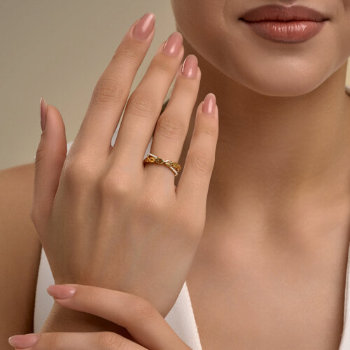 Кольцо из золочёного серебра с фианитами из серебро — вид 3