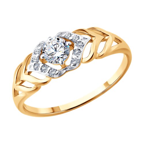 Кольцо из золочёного серебра с фианитами - видео на модели