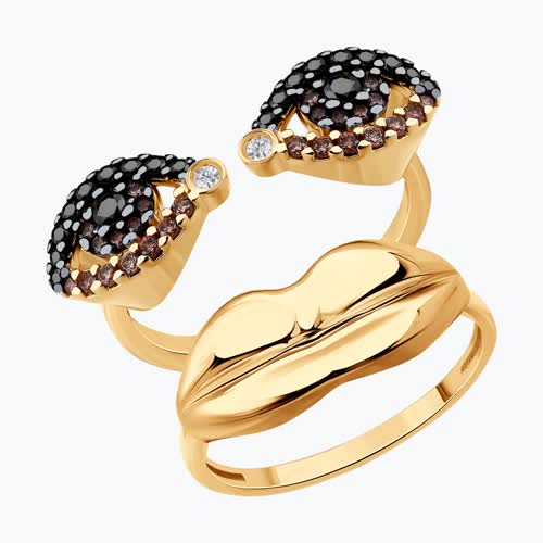 Кольцо из золочёного серебра с фианитами - видео на модели