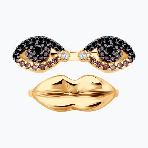 Кольцо из золочёного серебра с фианитами из серебро — вид 2