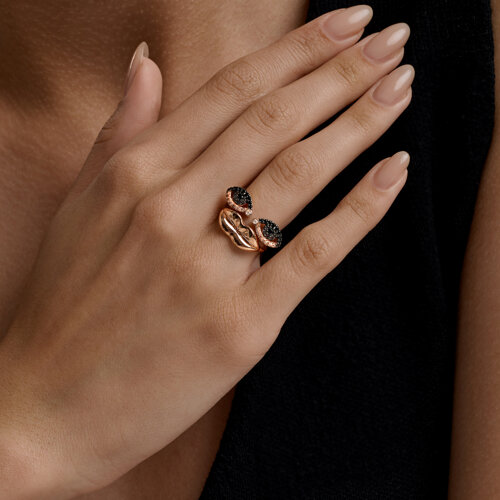 Кольцо из золочёного серебра с фианитами из серебро — вид 3