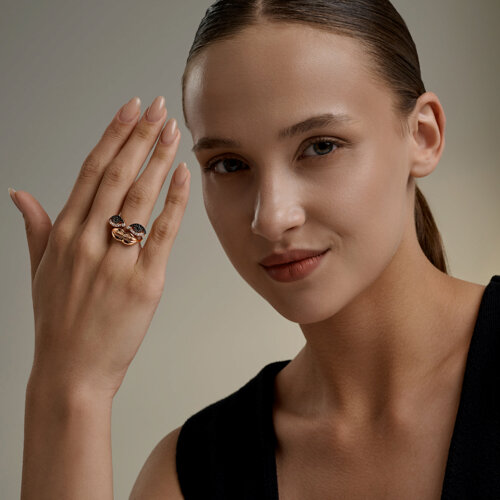 Кольцо из золочёного серебра с фианитами из серебро — вид 4