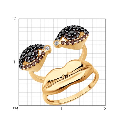 Кольцо из золочёного серебра с фианитами из серебро — вид 5