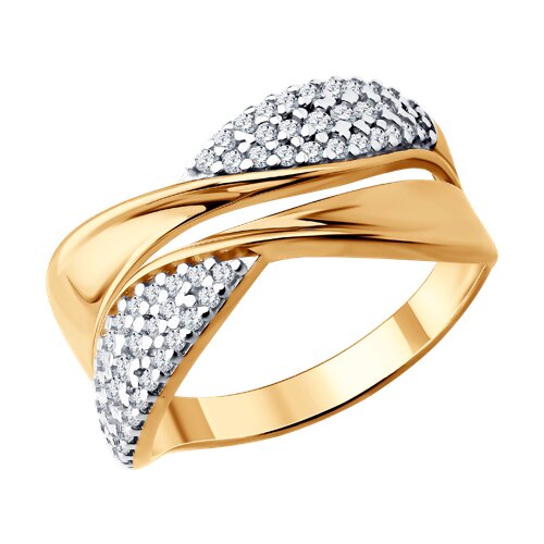 Кольцо из золочёного серебра с фианитами - видео на модели