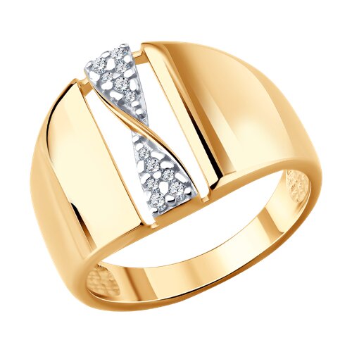 Кольцо из золочёного серебра с фианитами - видео на модели