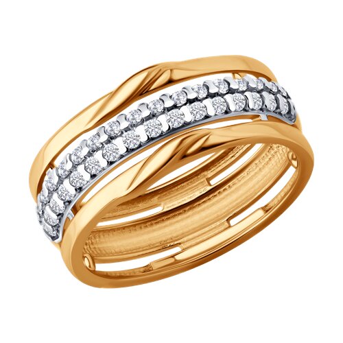 Кольцо из золочёного серебра с фианитами - видео на модели