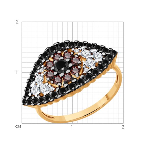 Кольцо из золочёного серебра с фианитами из серебро — вид 3