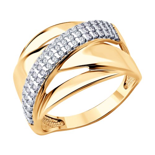 Кольцо из золочёного серебра с фианитами - видео на модели