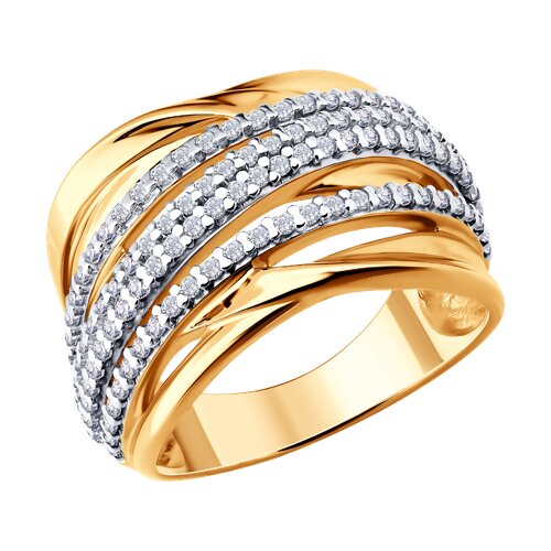 Кольцо из золоченого серебра с фианитами - видео на модели