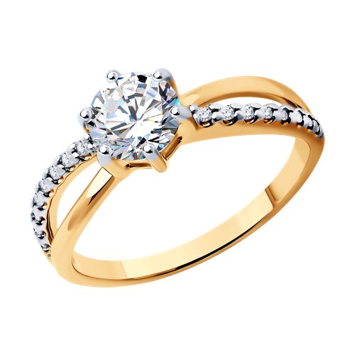 Кольцо из золочёного серебра с фианитами из серебро