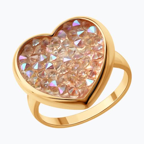 Кольцо из золочёного серебра с кристальной тканью - видео на модели