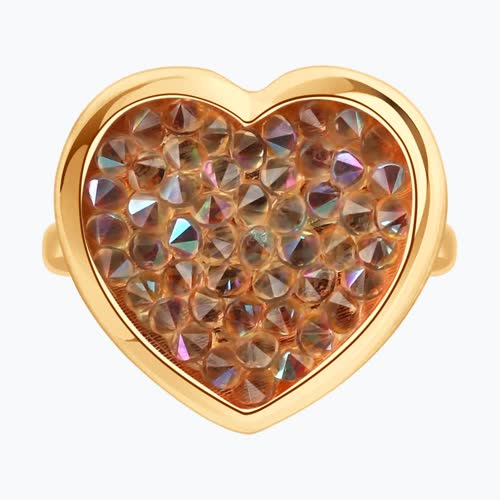 Кольцо из золочёного серебра с кристальной тканью из серебро — вид 2