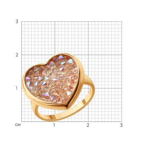 Кольцо из золочёного серебра с кристальной тканью из серебро — вид 3