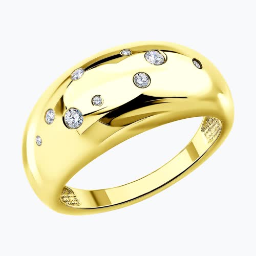 Кольцо из золочёного серебра с фианитами - видео на модели