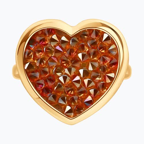 Кольцо из золочёного серебра с кристальной тканью из серебро — вид 2