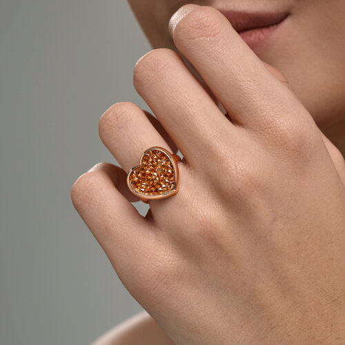 Кольцо из золочёного серебра с кристальной тканью из серебро — вид 3