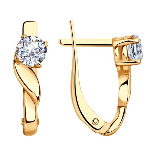 Серьги из золочёного серебра с фианитами