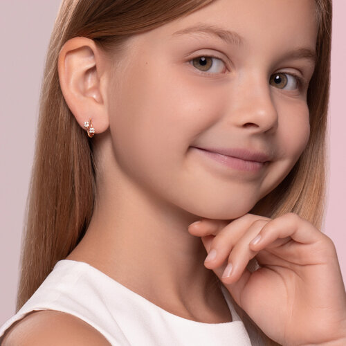 Серьги из золочёного серебра с фианитами из золочение розовое — вид 2