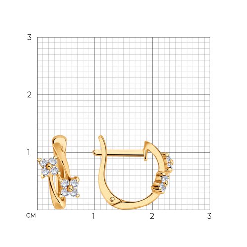 Серьги из золочёного серебра с фианитами из золочение розовое — вид 3