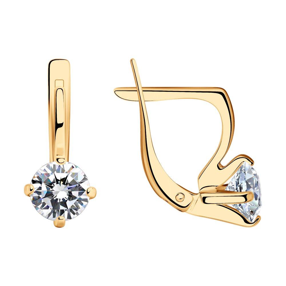 Серьги из золочёного серебра с фианитами - видео на модели