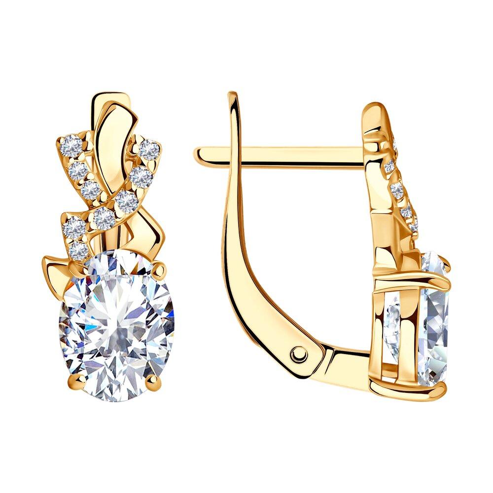 Серьги из золочёного серебра с фианитами - видео на модели