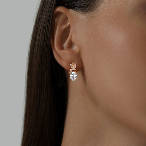 Серьги из золочёного серебра с фианитами из серебро — вид 2