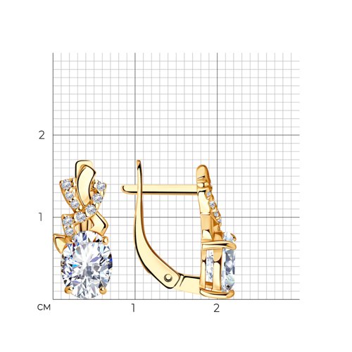 Серьги из золочёного серебра с фианитами из серебро — вид 4