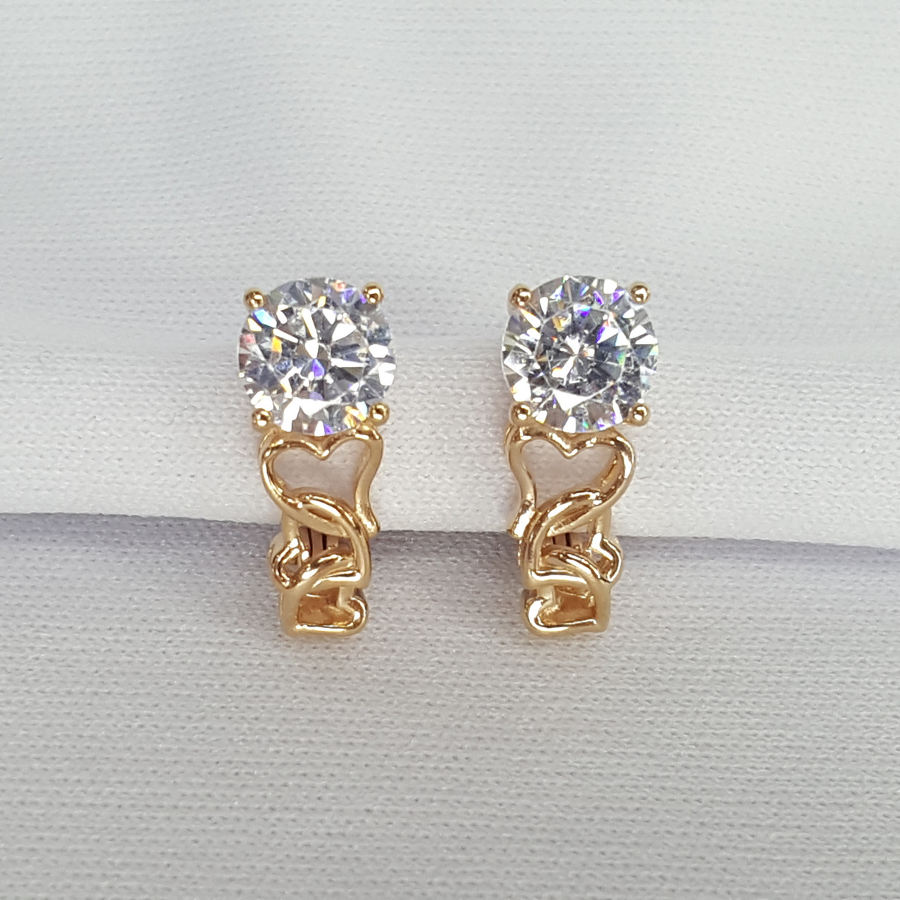 Серьги из золочёного серебра с фианитами из серебро