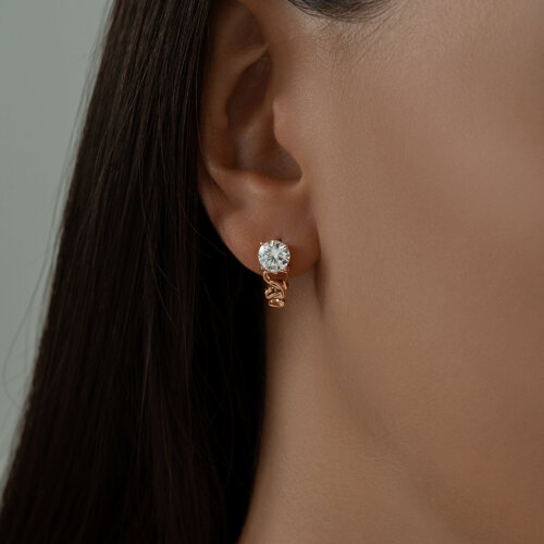 Серьги из золочёного серебра с фианитами из серебро — вид 2